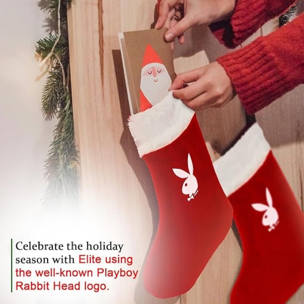 Playboy Rabbit Stocking in Iconic Rabbit Head Logo Design – Red - Picture 2 of 7
